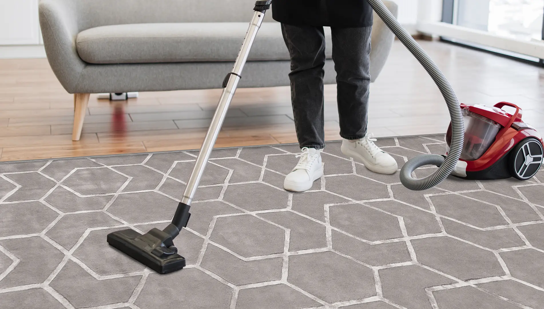 Rug vacuum cleaner and cleaning guide