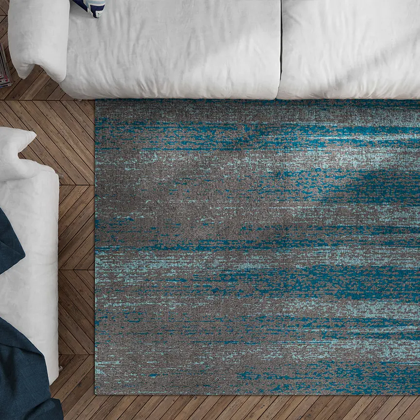 Tappeto Vintage con Pennellate di Colore