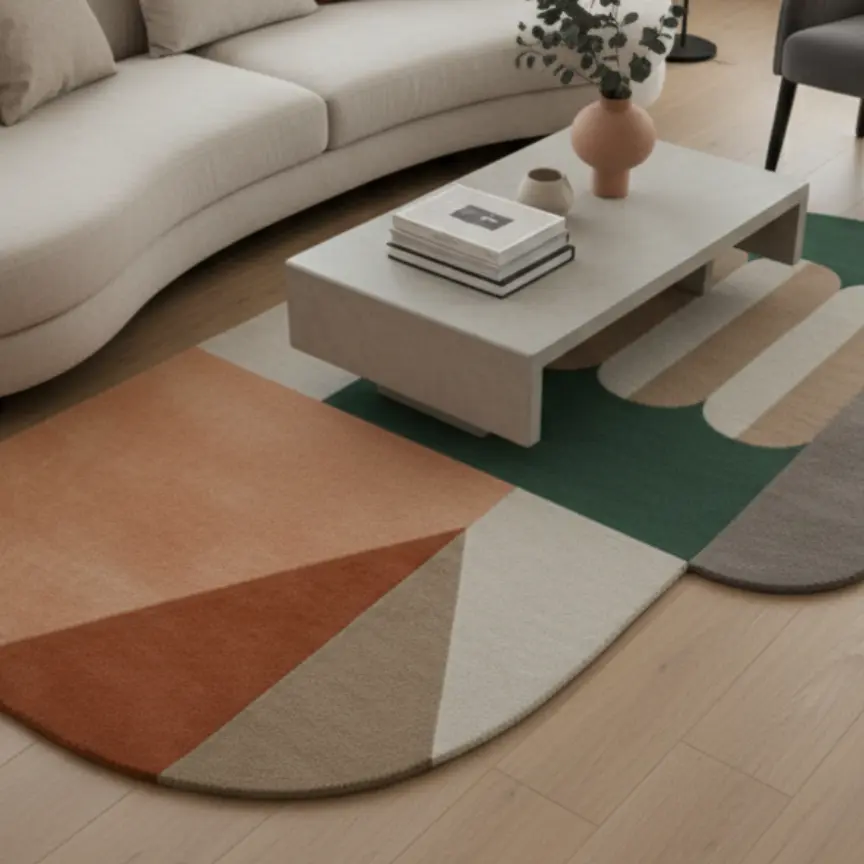 Creative irregular rug with a freeform shape