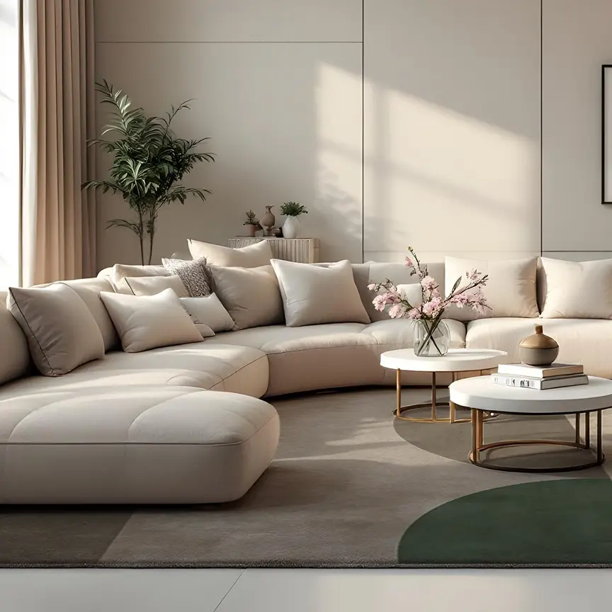 Design-oriented curved irregular rug